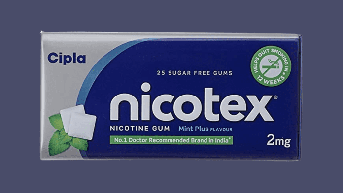 Nicotex's sugar-free mint plus gums