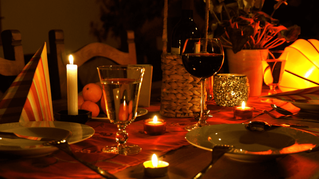 Candlelight dinner romantic restaurant