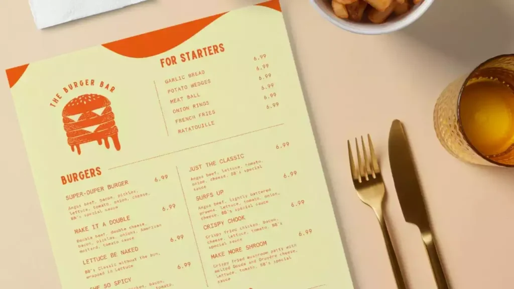 Restaurant menu