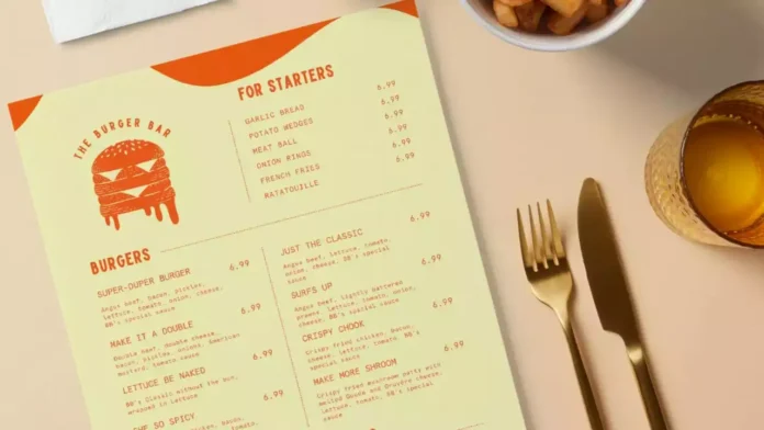 Restaurant menu