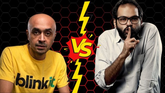 Kunal Kamra vs Blinkit CEO: The Fight Over Gig Worker Wages Image of Kunal Kamra & blinkit CEO